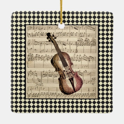  Violin Harlequin-grens Keramisch Ornament (Achterkant)