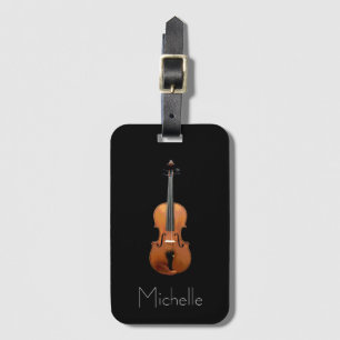 Violin Hoesje Monogram Black Minimalist Bagagelabel