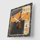 Violin in Abstract Music Theme Vierkante Klok (Hoek)