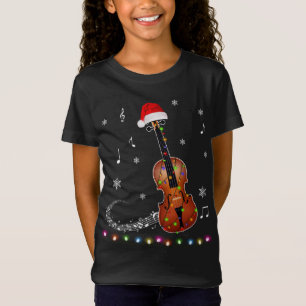 Violin Instrument Santa Hat kerstlampjes T-shirt