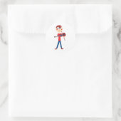 Violin jongen ronde sticker (Tas)