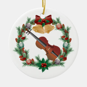 Violin Kerstmis met muziekversiering Keramisch Ornament