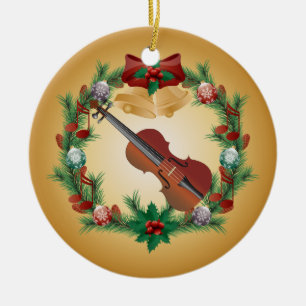 Violin Kerstmis met muziekversiering Keramisch Ornament