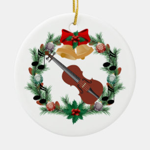 Violin Kerstmis met muziekversiering Keramisch Ornament
