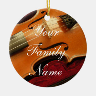 Violin kerstversiering keramisch ornament