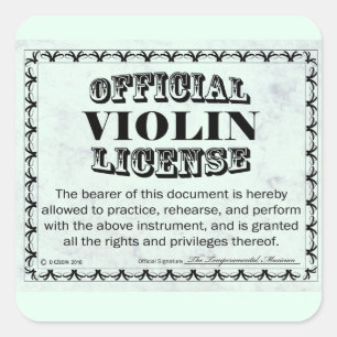 Violin License Square Sticker