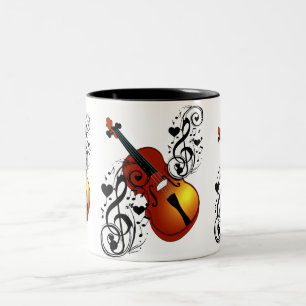 Violin, Lover op Heart_ Tweekleurige Koffiemok