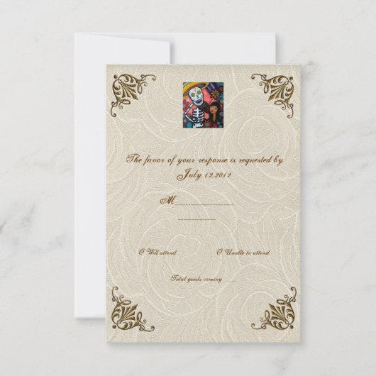 Violin Man Day of the Dead Wedding RSVP (Voorkant)