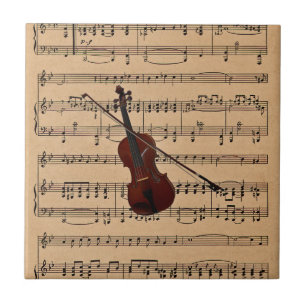 Violin met achtergrond voor vel muziek tegeltje