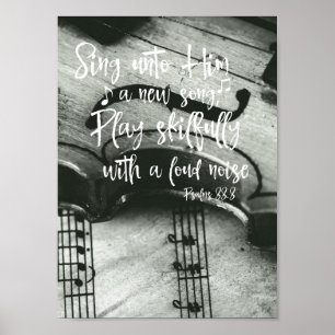 Violin met Bijbelverse psalms Poster
