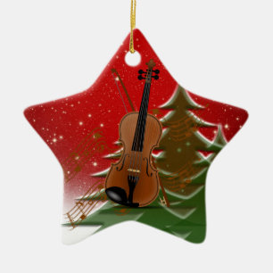 Violin met Kerstmis Keramisch Ornament