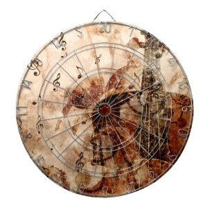 Violin met muzieknoten vintage muziekillustratie dartbord