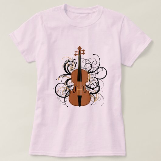 Violin met Swirls T-shirt (Design voorkant)