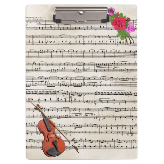 Violin met vel muziek en Rozen Klembord (Voorkant)