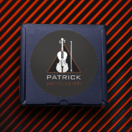 Violin minimale zwarte driehoek Modest Violinist Ronde Sticker