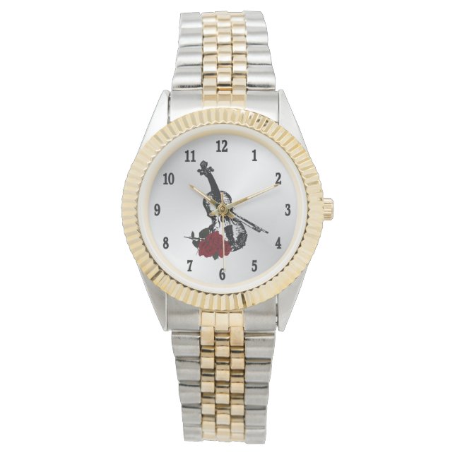 Violin Music Black Numbers Horloge (Voorkant)