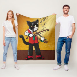 Violin Music Cat Fleece Deken