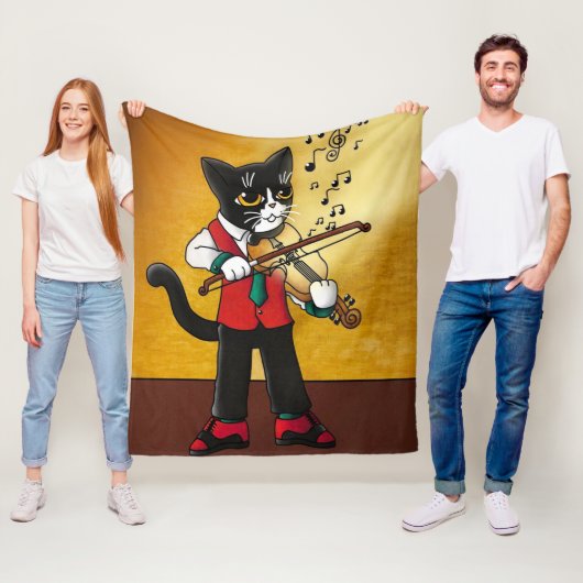 Violin Music Cat Fleece Deken (In situ)