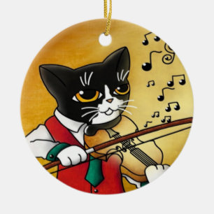 Violin Music Cat Keramisch Ornament