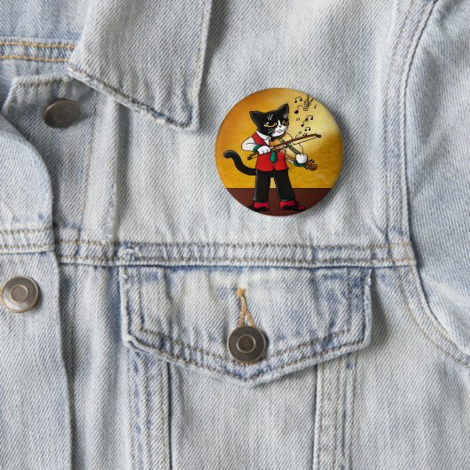 Violin Music Cat Ronde Button 5,7 Cm (In situ)