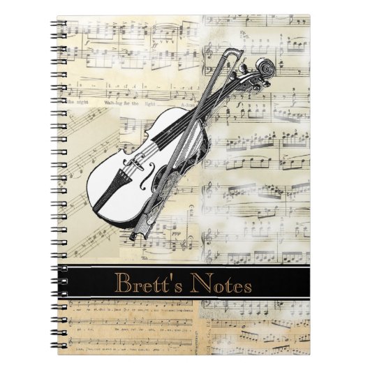  Violin Music Spiral-notebook Notitieboek (Voorkant)