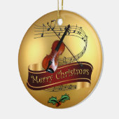 Violin ~ Musical Scroll ~ Gold ~ Merry Kerstmis ~ Keramisch Ornament (Links)