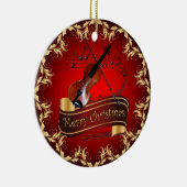 Violin ~ Musical Scroll ~ Merry Kerst~ * ~ Keramisch Ornament (Rechts)