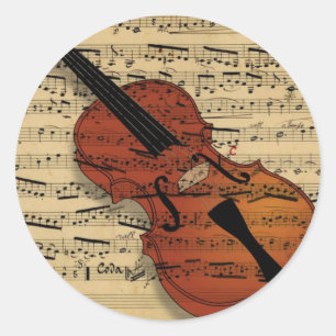 Violin  muziek ronde sticker