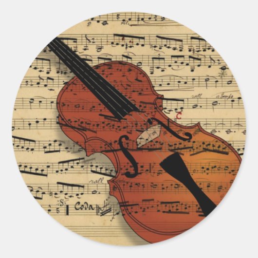 Violin  muziek ronde sticker (Voorkant)