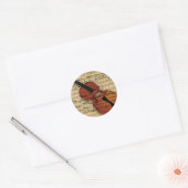 Violin  muziek ronde sticker (Envelop)