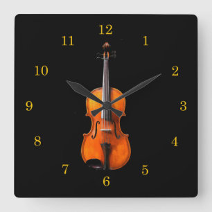Violin of Viola Clock Vierkante Klok