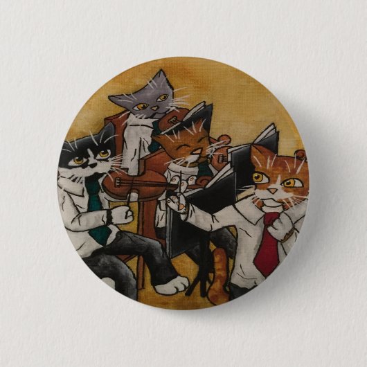 Violin Orchestral Cats Ronde Button 5,7 Cm (Voorkant)