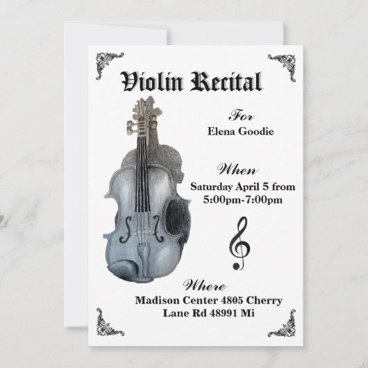 Violin Overweging Uitnodiging (Voorkant)