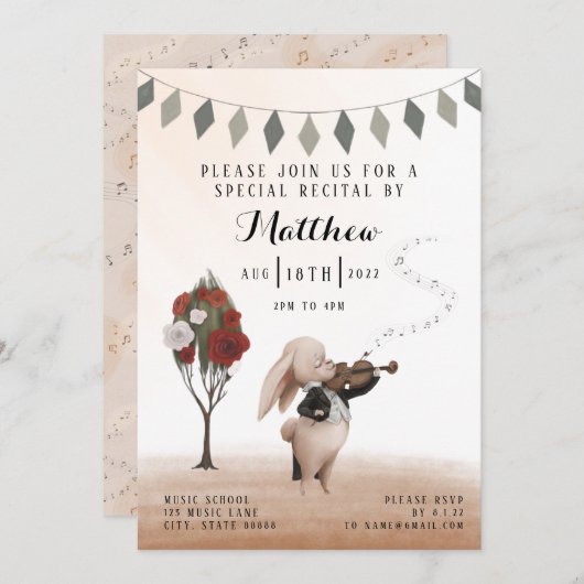 Violin Overweging Uitnodiging (Voorkant / Achterkant)