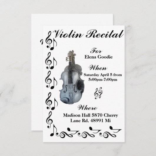Violin Overweging Uitnodiging (Voorkant / Achterkant)