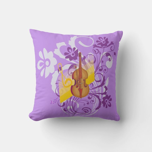 Violin Paars Floral Swirl Sierkussen (Voorkant)