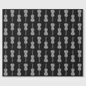 Violin Pattern - Silver and Black Cadeaupapier (Vlak)