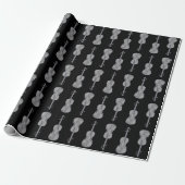 Violin Pattern - Silver and Black Cadeaupapier (Uitgerold)
