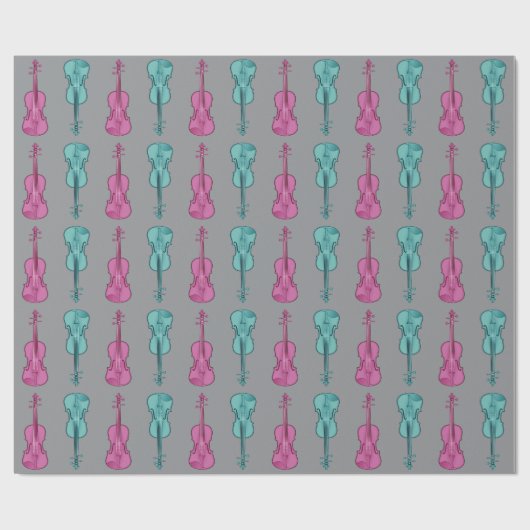 Violin Pattern - Teal and Pink   Cadeaupapier (Vlak)