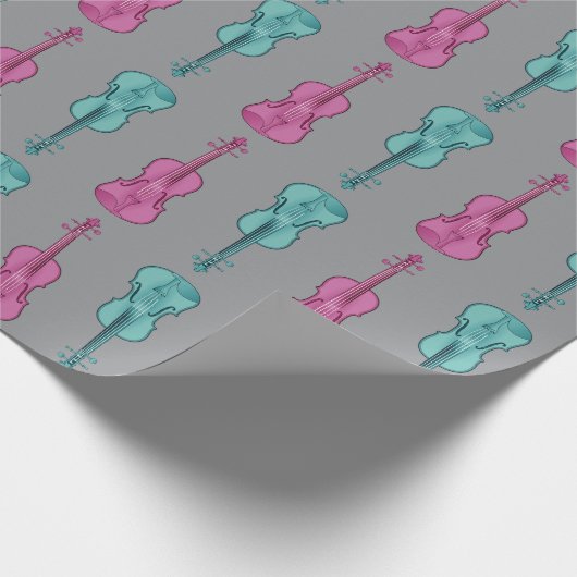 Violin Pattern - Teal and Pink   Cadeaupapier (Hoek)