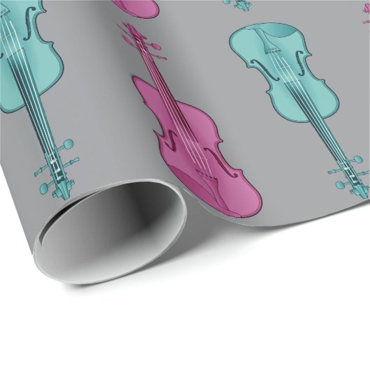 Violin Pattern - Teal and Pink   Cadeaupapier (Rol Hoek)
