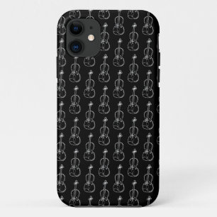 Violin Pattern - Zwart-wit iPhone 11 Hoesje