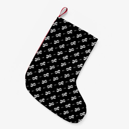 Violin Pattern - Zwart-wit Kleine Kerstsok (Voorkant (Hangend))