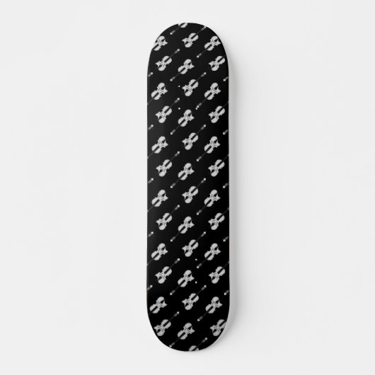Violin Pattern - Zwart-wit Skateboard (Voorkant)