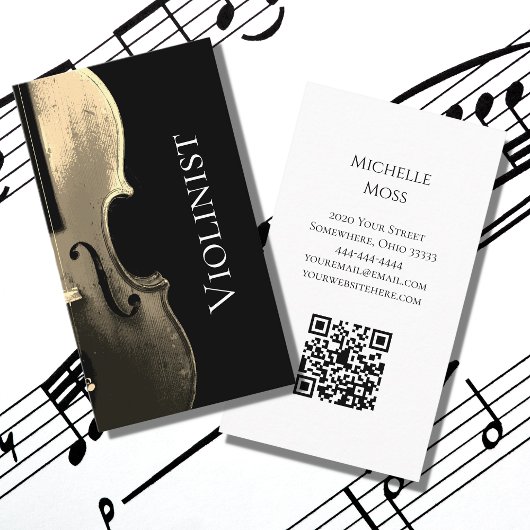 Violin Performer QR-code musical-minimalist Visitekaartje