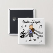 Violin Player-Button Vierkante Button 5,1 Cm (Voorkant /achterkant)