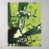 Violin Player Musical Notes Poster (Voorkant)