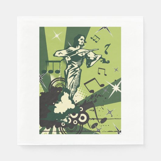 Violin Player Musical Notes Servet (Voorkant)