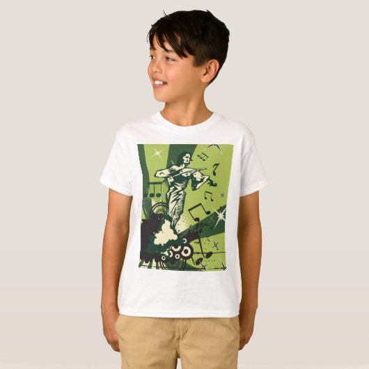 Violin Player Musical Notes T-shirt (Voorkant volledig)