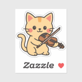 Violin Playing Cat Design Sticker